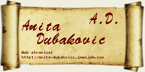 Anita Dubaković vizit kartica